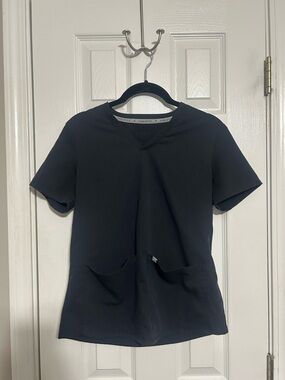 Fabletics Black V-Neck Active Top with Gray Trim